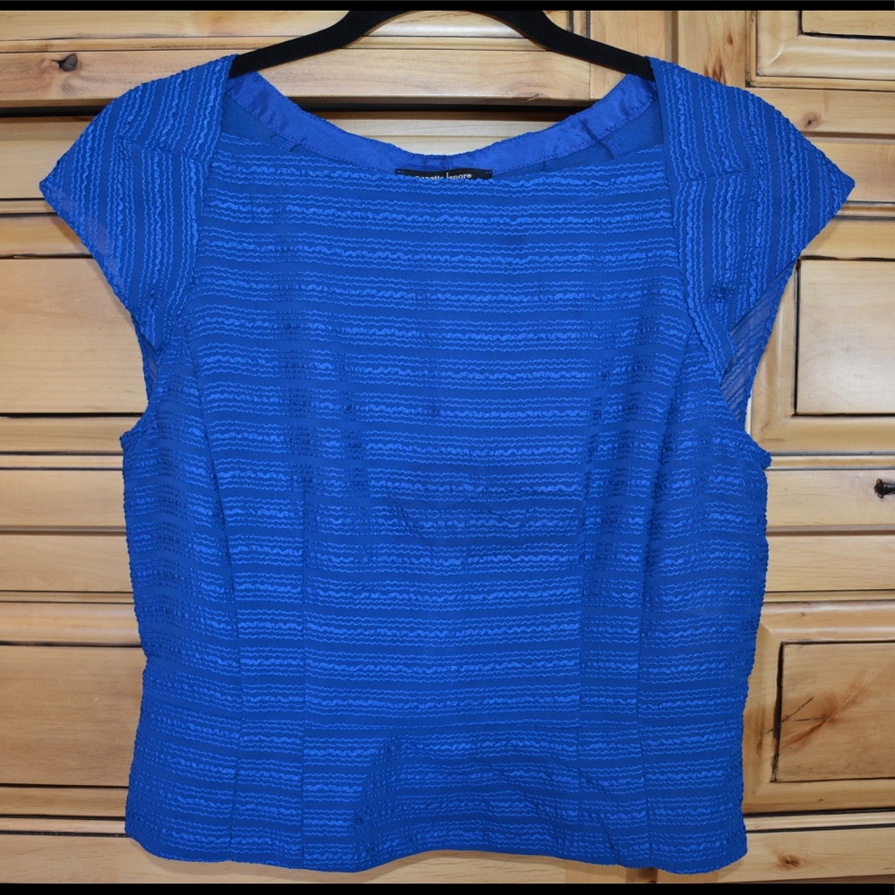 Nanette Lepore Blue Textured Stripe Crop Top
